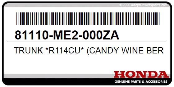 Honda 81110-ME2-000ZA Trunk *R114cu* (Candy Wine Berry Red-U)