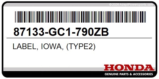Honda 87133-GC1-790ZB Label, Iowa, (Type2)