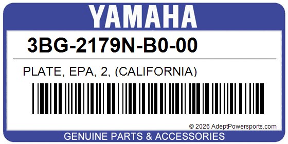 Yamaha 3BG-2179N-B0-00 Plate, Epa, 2, (California)