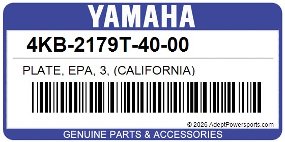 Yamaha 4KB-2179T-40-00 Plate, Epa, 3, (California)