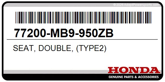 Honda 77200-MB9-950ZB Seat, Double, (Type2)