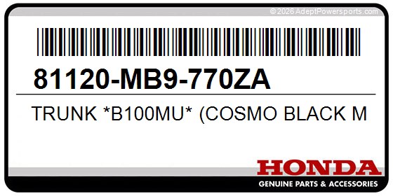 Honda 81120-MB9-770ZA Trunk *B100mu* (Cosmo Black Metallic)