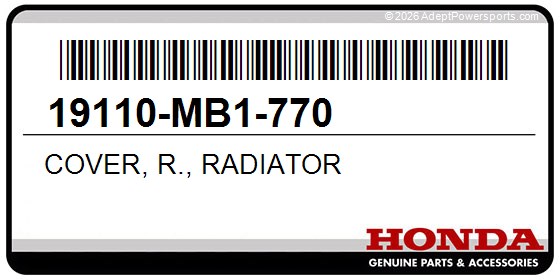 Honda 19110-MB1-770 Cover, R., Radiator