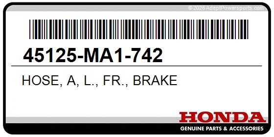 Honda 45125-MA1-742 Hose, A, L., Fr., Brake