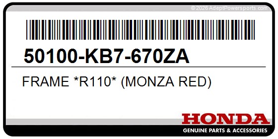 Honda 50100-KB7-670ZA Frame *R110* (Monza Red)
