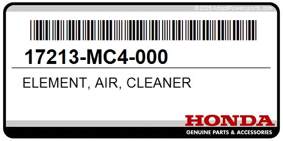 Honda 17213-MC4-000 Element, Air, Cleaner