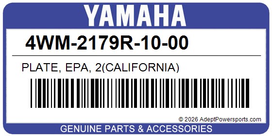 Yamaha 4WM-2179R-10-00 Plate, Epa, 2(California)