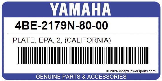 Yamaha 4BE-2179N-80-00 Plate, Epa, 2, (California)