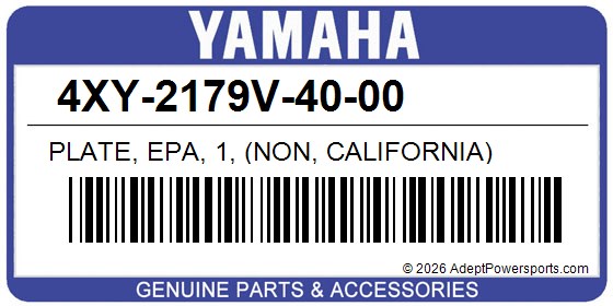 Yamaha 4XY-2179V-40-00 Plate, Epa, 1, (Non, California)