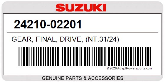 Suzuki 24210-02201 Gear, Final, Drive, (Nt:31/24)
