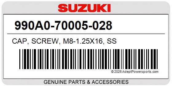 Suzuki 990A0-70005-028 Cap, Screw, M8-1.25X16, Ss