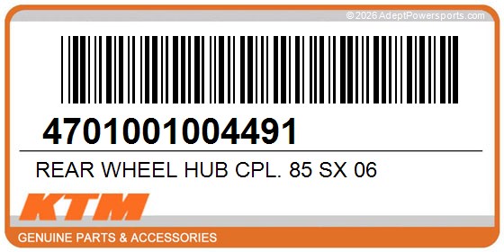 KTM 4701001004491 Rear Wheel Hub Cpl. 85 Sx 06