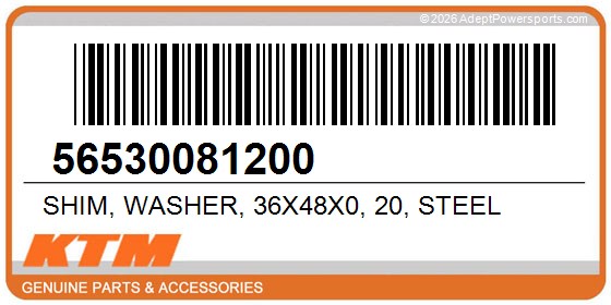 KTM 56530081200 Shim, Washer, 36X48x0, 20, Steel