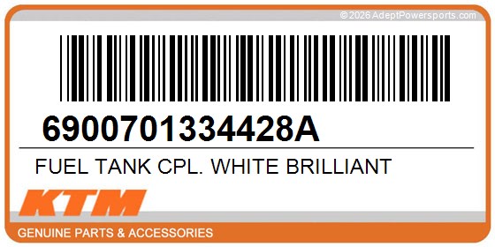 KTM 6900701334428A Fuel Tank Cpl. White Brilliant