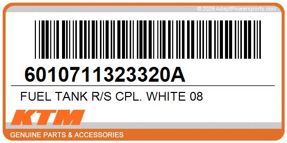 KTM 6010711323320A Fuel Tank R/S Cpl. White 08