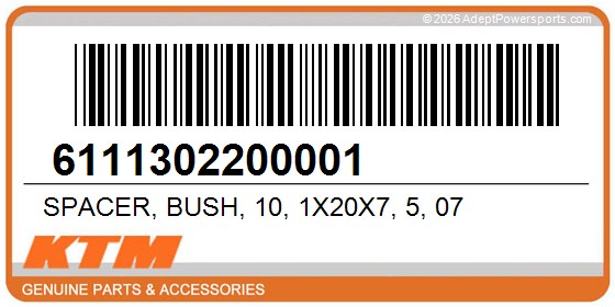 KTM 6111302200001 Spacer, Bush, 10, 1X20x7, 5, 07