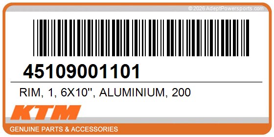 KTM 45109001101 Rim, 1, 6X10'', Aluminium, 200