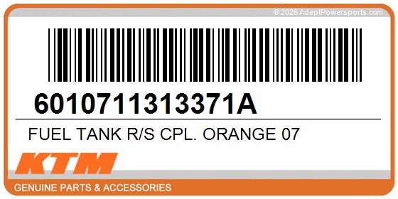 KTM 6010711313371A Fuel Tank R/S Cpl. Orange 07