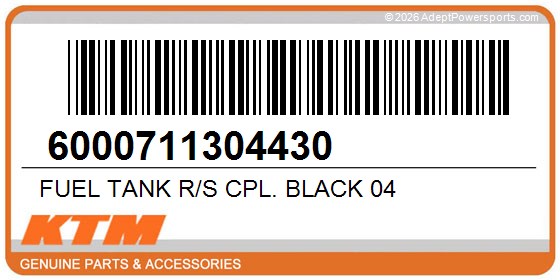 KTM 6000711304430 Fuel Tank R/S Cpl. Black 04