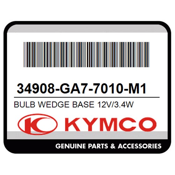Kymco 34908-GA7-7010-M1 Bulb Wedge Base 12V/3.4W