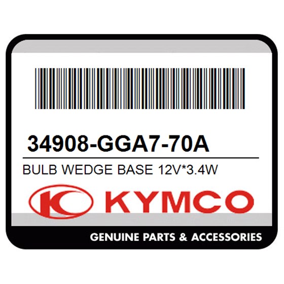 Kymco 34908-GGA7-70A Bulb Wedge Base 12V*3.4W