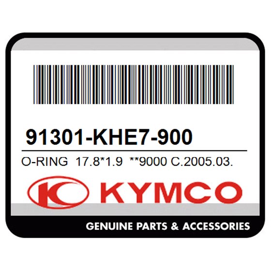 Kymco 91301-KHE7-900 O-Ring 17.8*1.9 **9000 C.2005.03.01