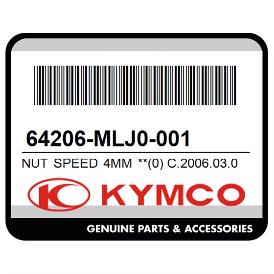 Kymco 64206-MLJ0-001 Nut Speed 4Mm **(0) C.2006.03.01