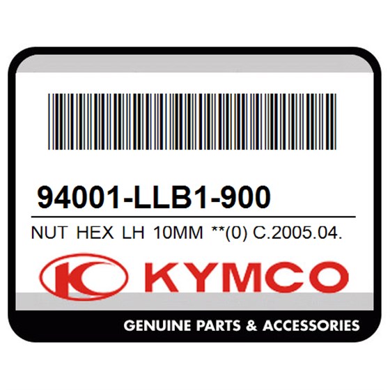 Kymco 94001-LLB1-900 Nut Hex Lh 10Mm **(0) C.2005.04.01