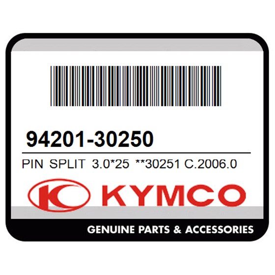 Kymco 94201-30250 Pin Split 3.0*25 **30251 C.2006.03.03