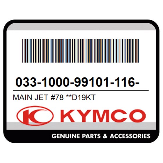 Kymco 033-1000-99101-116-0780 Main Jet #78 **D19kt