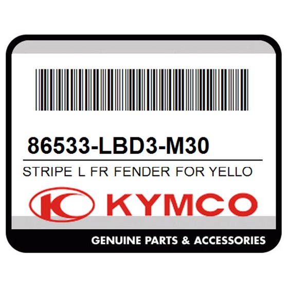 Kymco 86533-LBD3-M30 Stripe L Fr Fender For Yellow