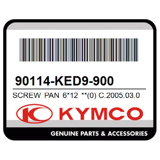 Kymco 90114-KED9-900 Screw Pan 6*12 **(0) C.2005.03.01