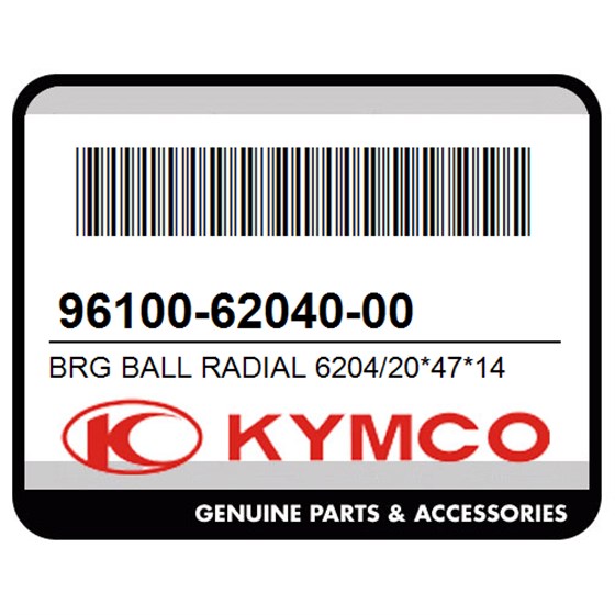 Kymco 96100-62040-00 Brg Ball Radial 6204/20*47*14