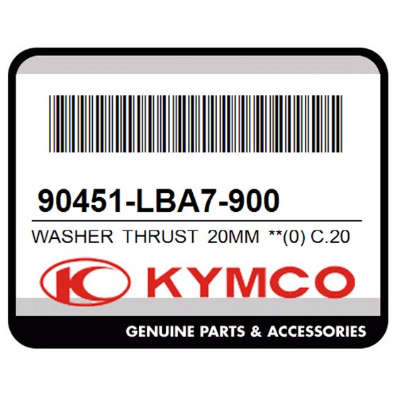 Kymco 90451-LBA7-900 Washer Thrust 20Mm **(0) C.2005.05.31