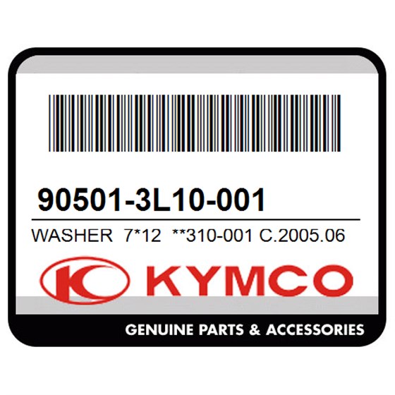 Kymco 90501-3L10-001 Washer 7*12 **310-001 C.2005.06.01