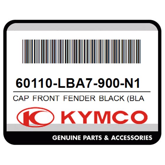 Kymco 60110-LBA7-900-N1R Cap Front Fender Black (Black)