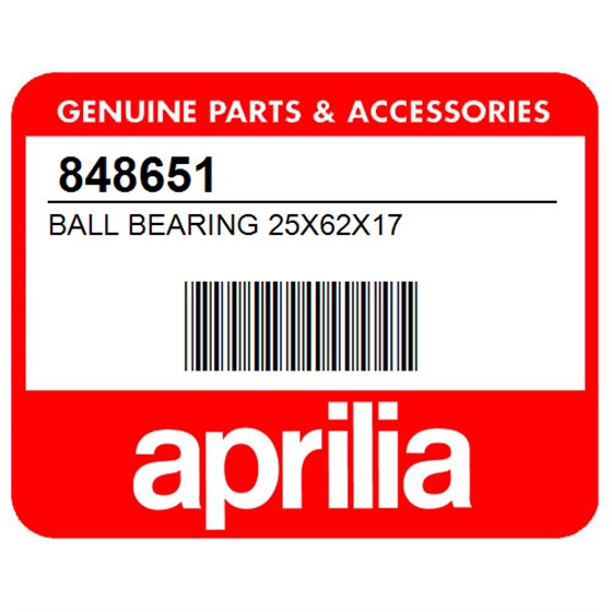 Aprilia 848651 Ball Bearing 25X62x17