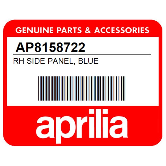 Aprilia AP8158722 Rh Side Panel, Blue