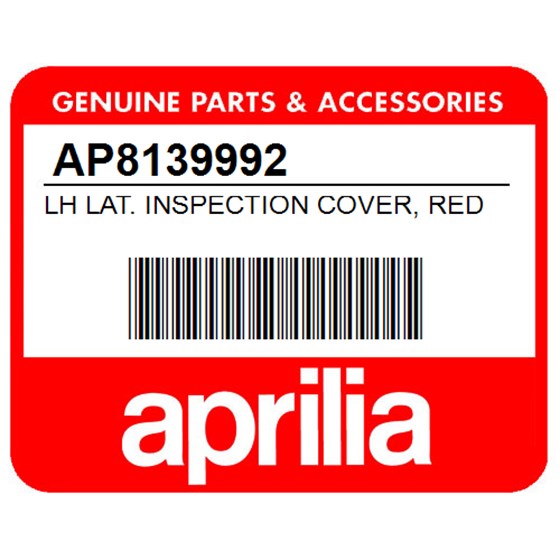 Aprilia AP8139992 Lh Lat. Inspection Cover, Red R