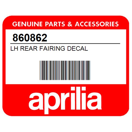 Aprilia 860862 Lh Rear Fairing Decal