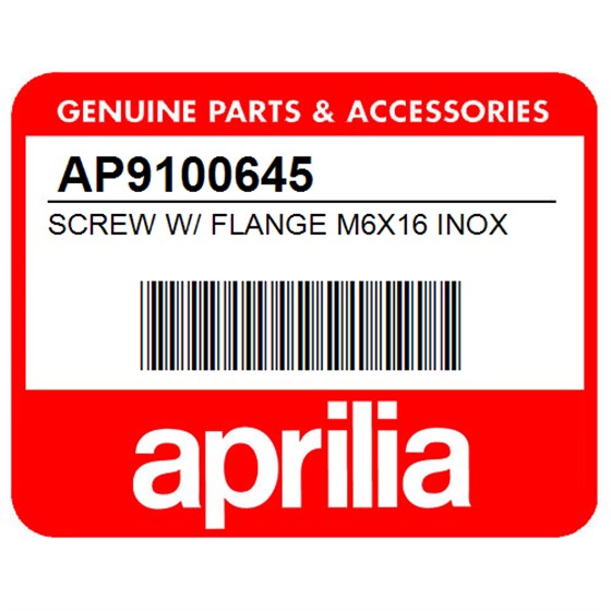 Aprilia AP9100645 Screw W/ Flange M6x16 Inox
