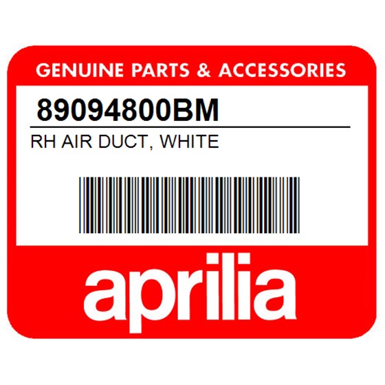 Aprilia 89094800BM Rh Air Duct, White