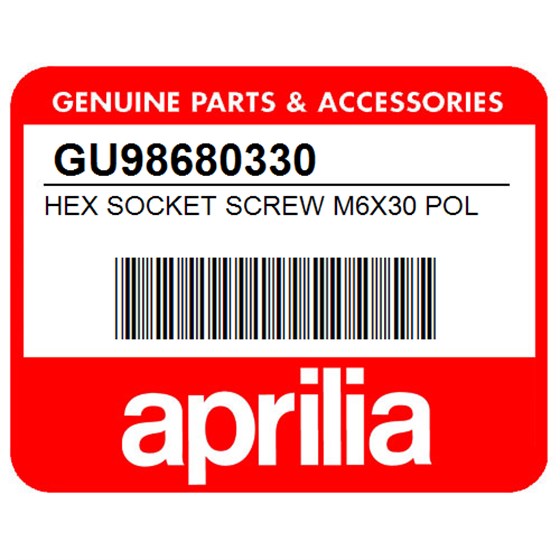 Aprilia GU98680330 Hex Socket Screw M6x30 Pol