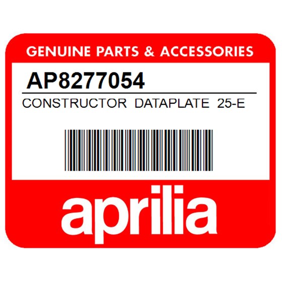 Aprilia AP8277054 Constructor Dataplate 25-E2