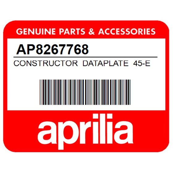 Aprilia AP8267768 Constructor Dataplate 45-E2