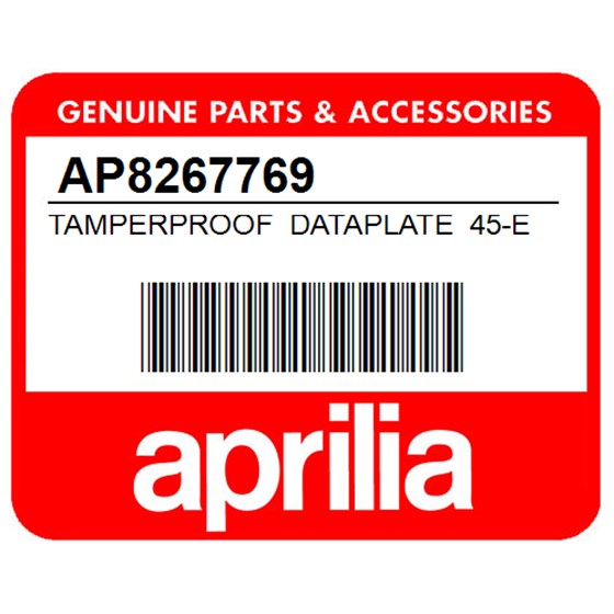 Aprilia AP8267769 Tamperproof Dataplate 45-E2