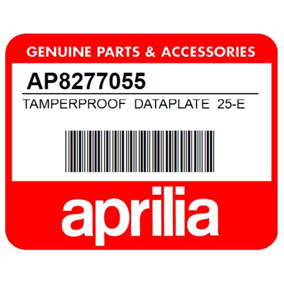 Aprilia AP8277055 Tamperproof Dataplate 25-E2