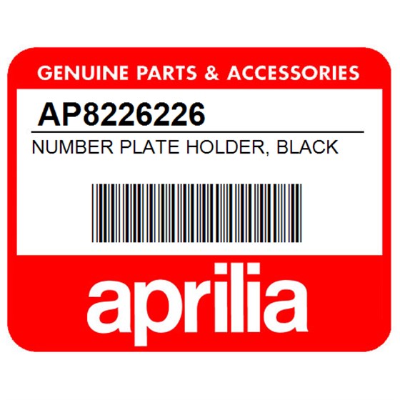 Aprilia AP8226226 Number Plate Holder, Black
