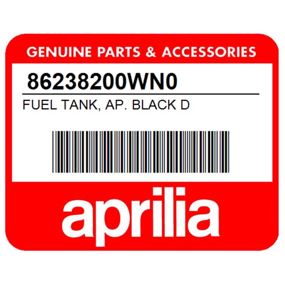 Aprilia 86238200WN0 Fuel Tank, Ap. Black D