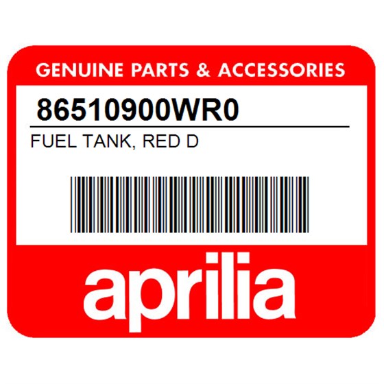 Aprilia 86510900WR0 Fuel Tank, Red D